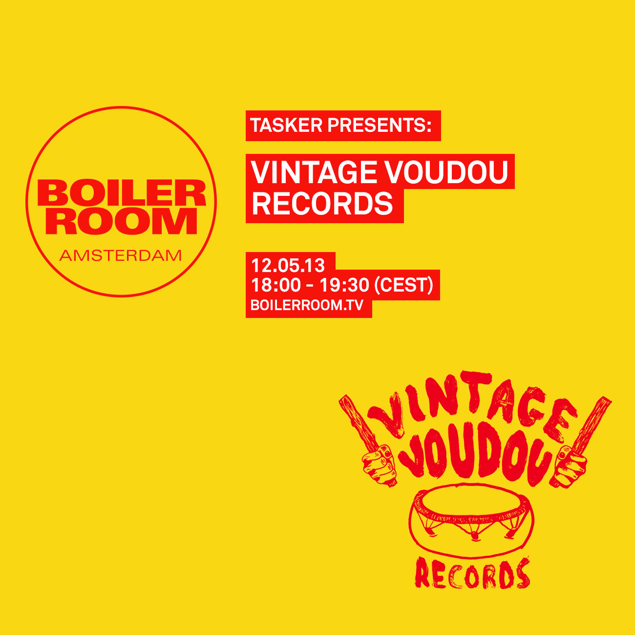 Flyer for event Amsterdam: Tasker Presents Vintage Voudou Records.