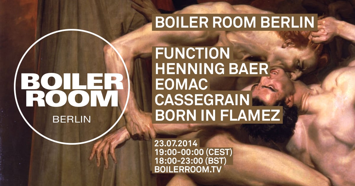 Flyer for event Berlin: Function, Henning Baer, Eomac, Cassegrain, Born in Flamez .