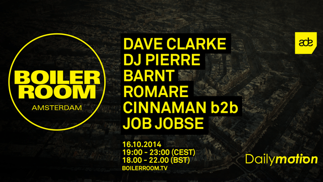 Flyer for event ADE: Dave Clarke, DJ Pierre, Barnt, Romare & Cinnaman b2b Job Jobse .