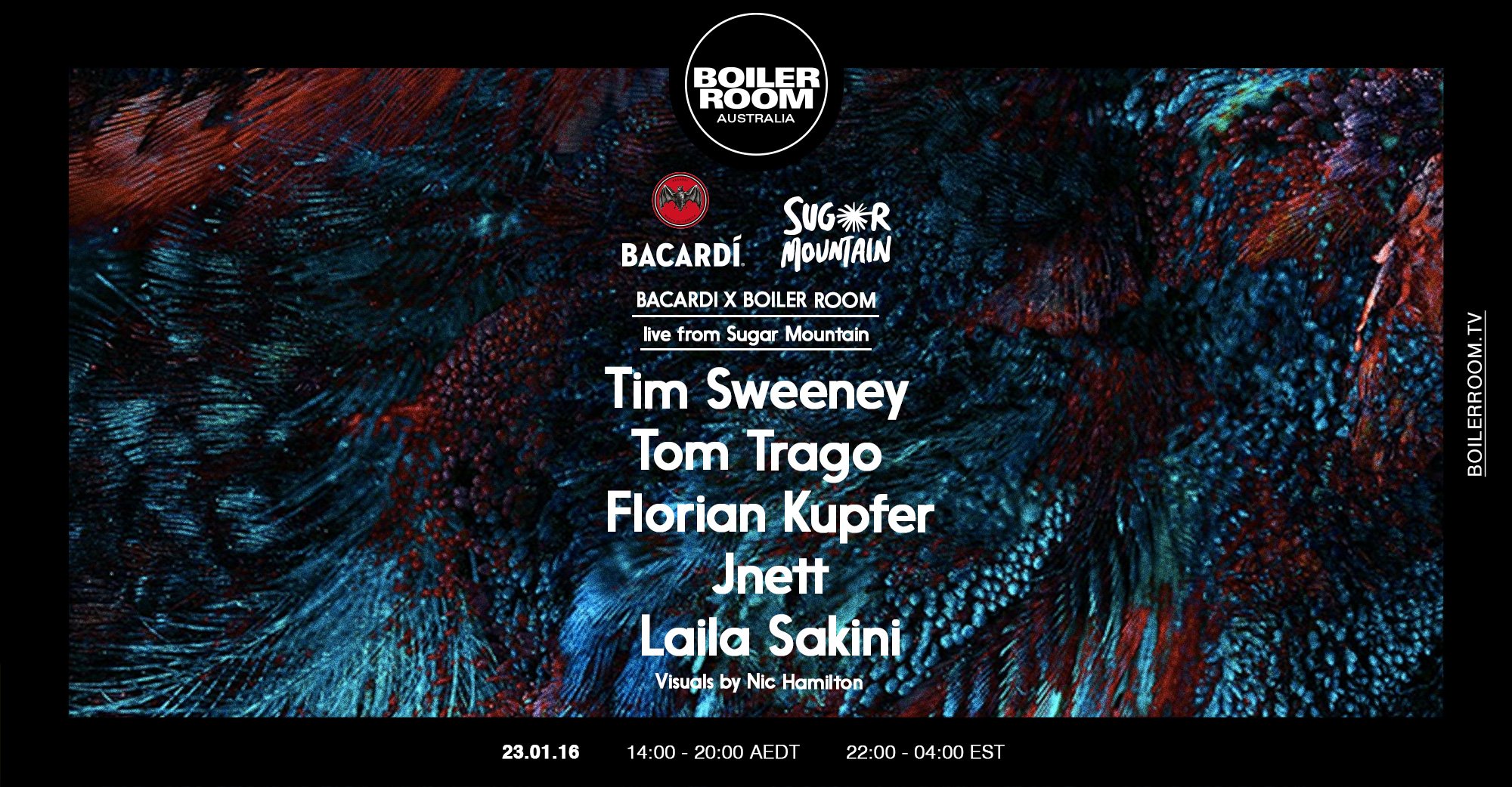 Flyer for event Boiler Room: Live from Sugar Mountain.