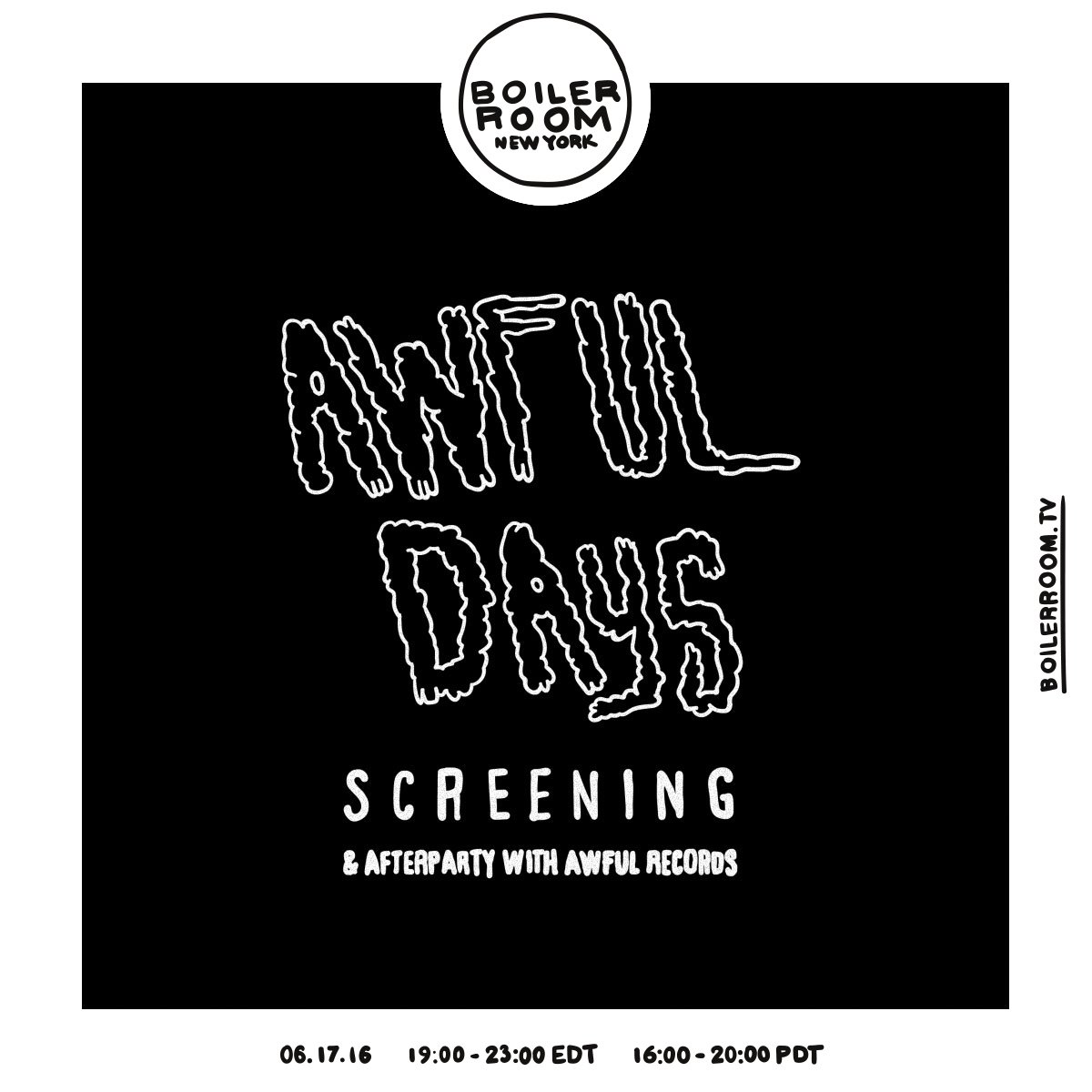 Flyer for event Awful Days.