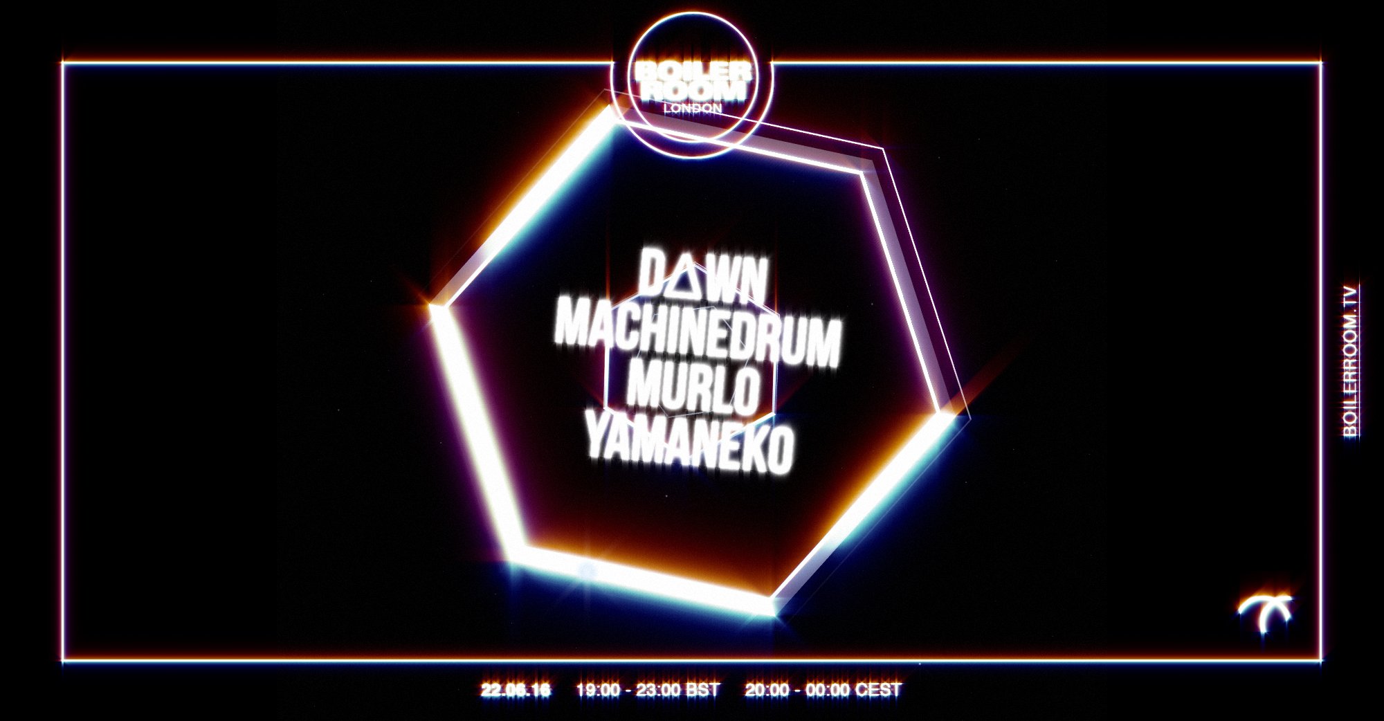 Flyer for event London : D∆WN, Machinedrum, Murlo, & Yamaneko.
