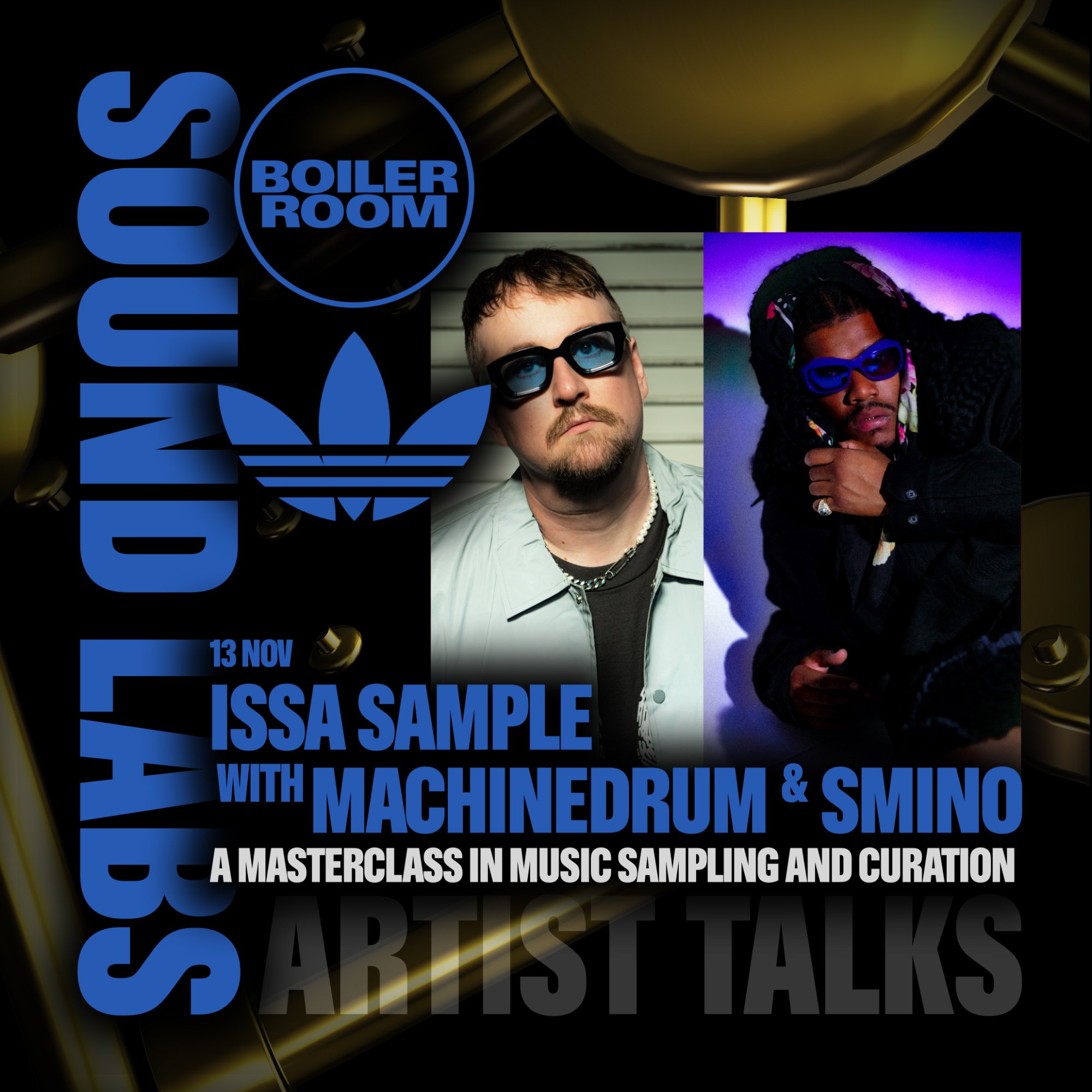 Flyer for event adidas DTLA: Sound Labs | Machinedrum & Smino.