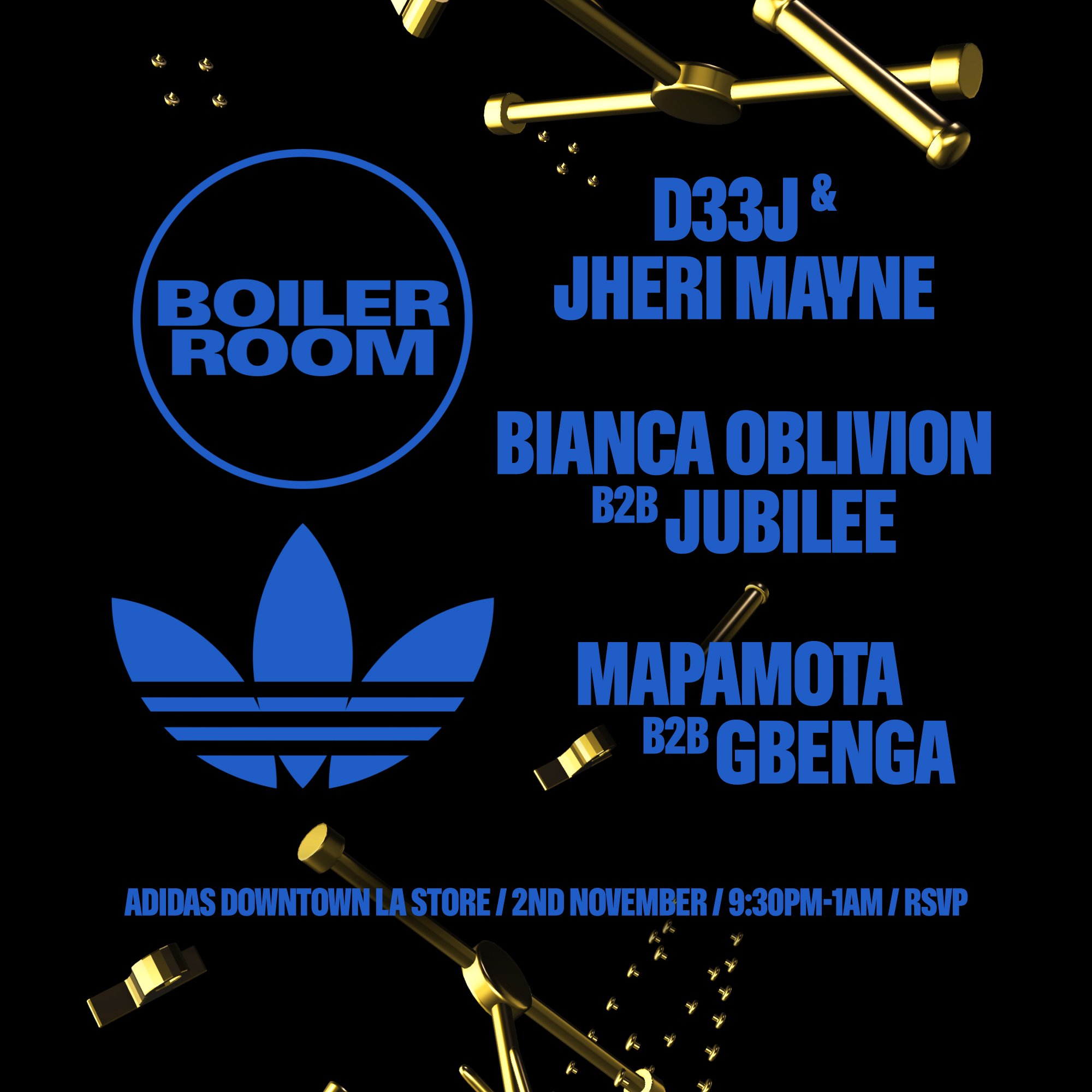 Flyer for event adidas Downtown LA.