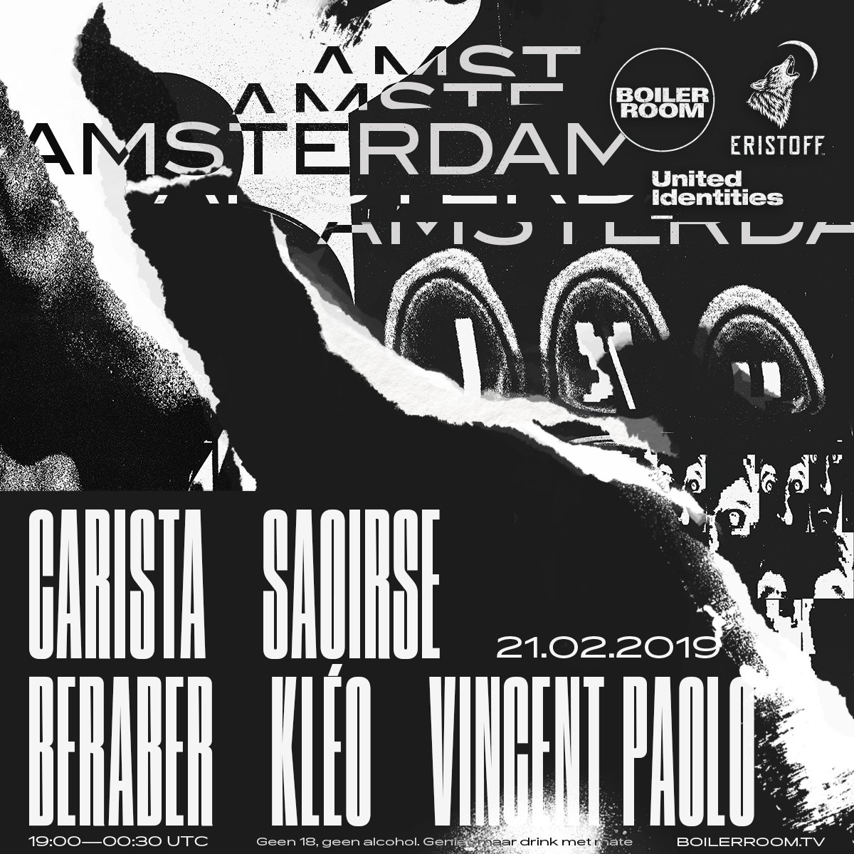 Flyer for event Eristoff x United Identities: Amsterdam.