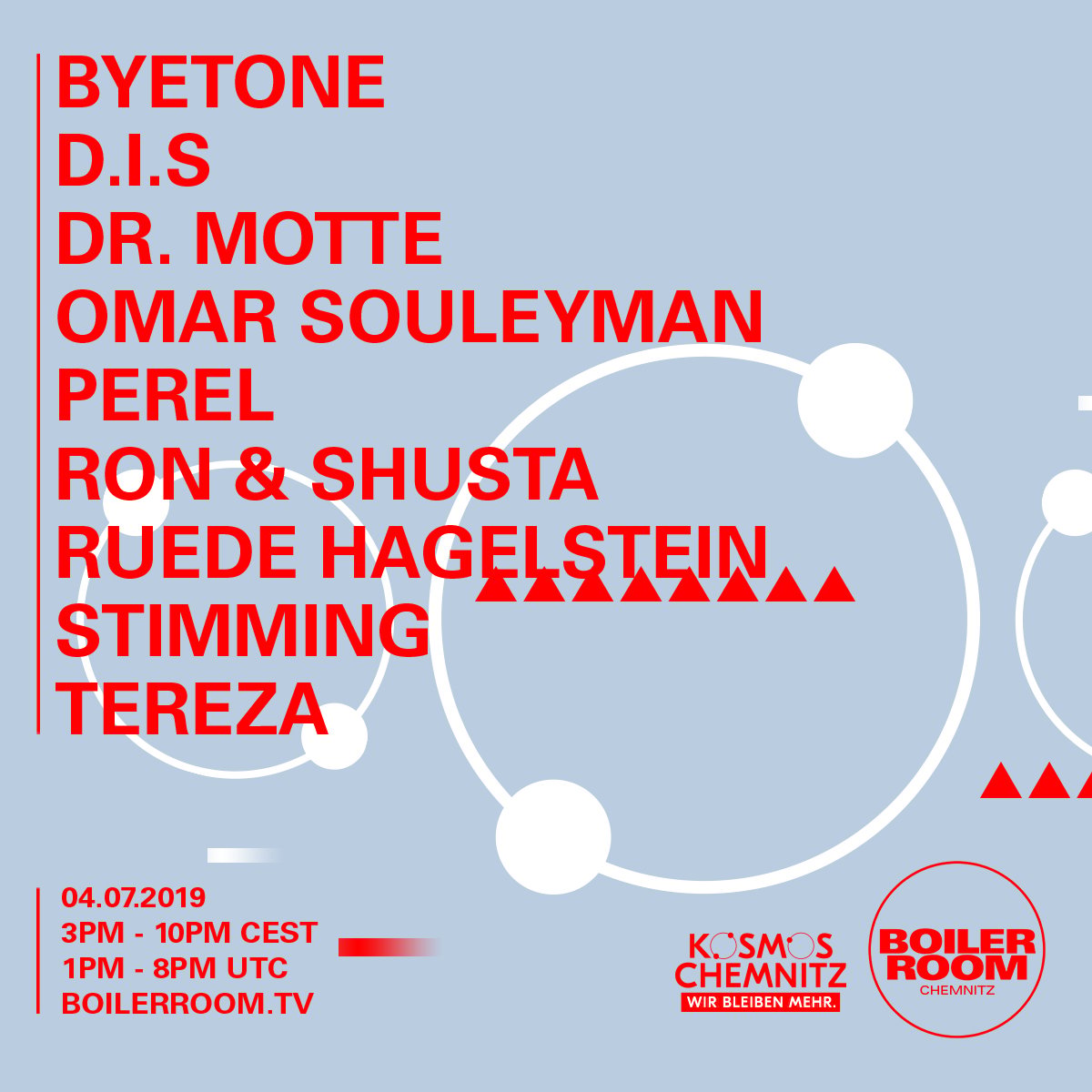 Flyer for event Boiler Room x Kosmos Chemnitz: #wirbleibenmehr.