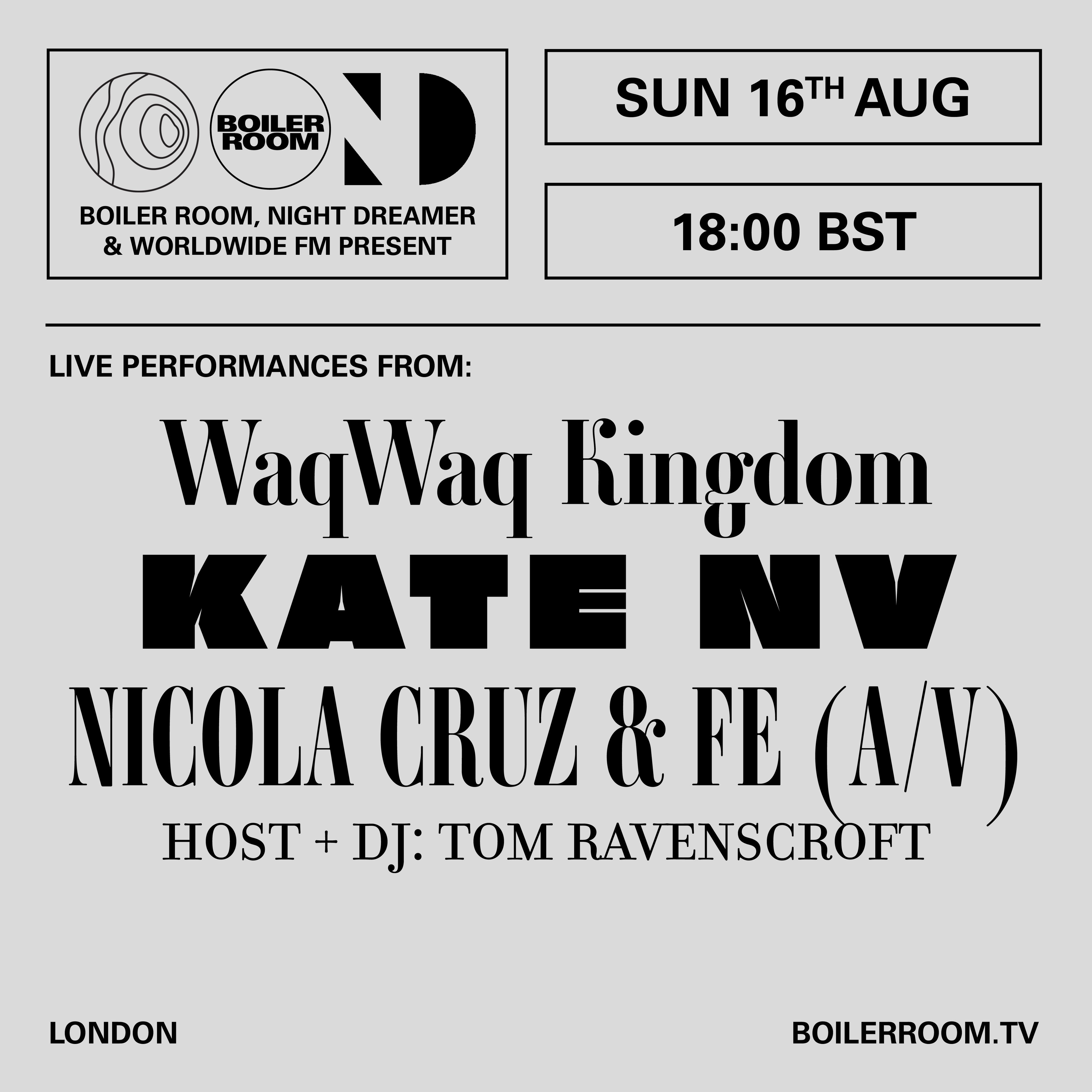 Flyer for event Boiler Room x Night Dreamer & Worldwide FM.