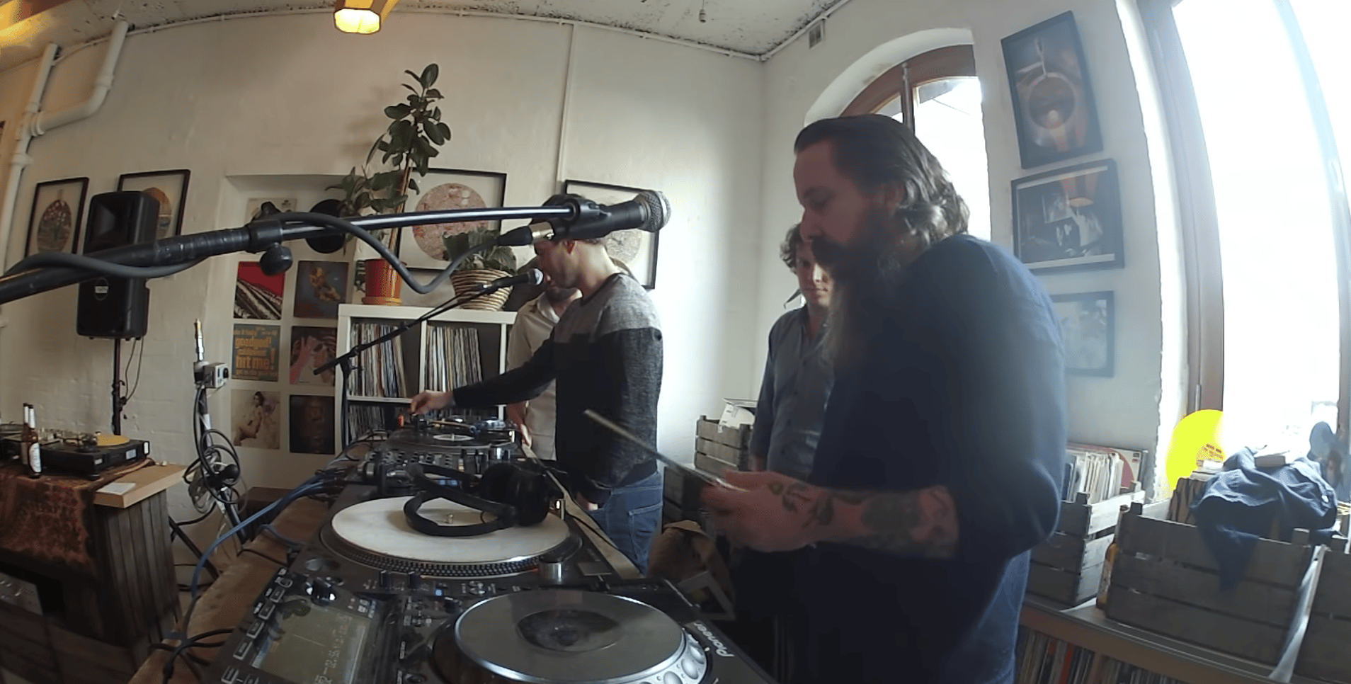Photo of set Friendly Fires, Andrew Weatherall & Timothy J Fairplay.