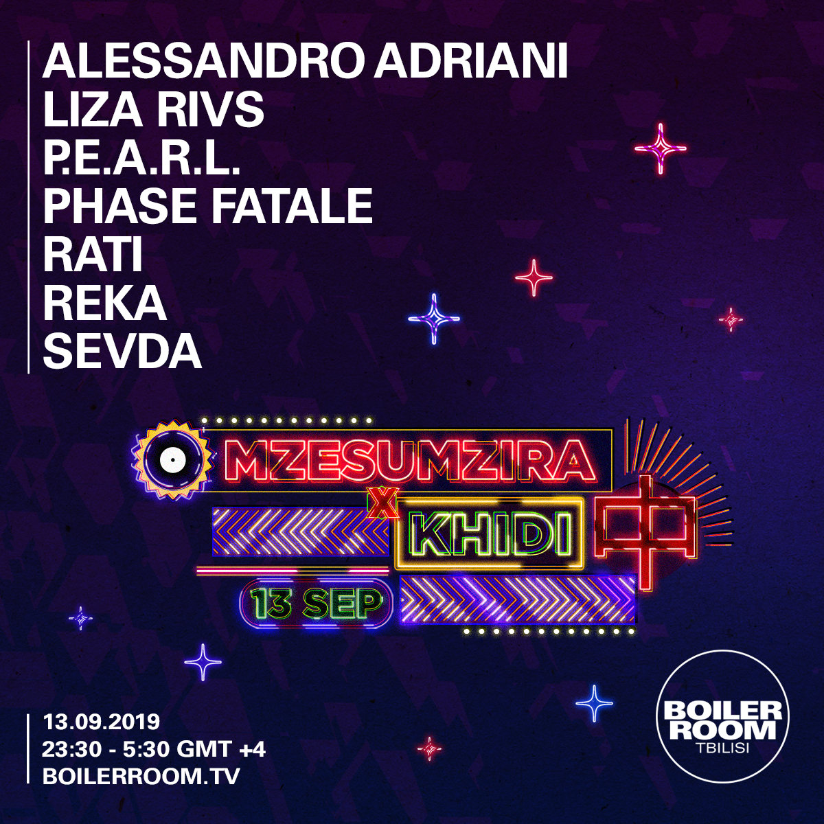 Flyer for event Boiler Room X Mzesumzira X KHIDI.
