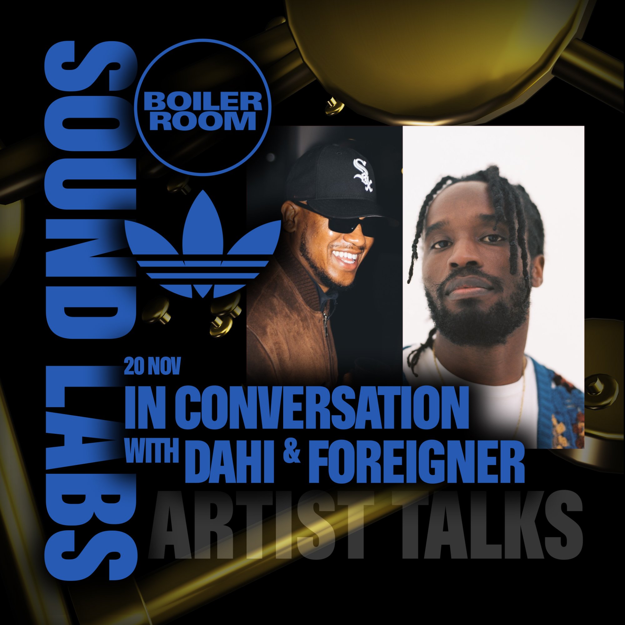 Flyer for event adidas DTLA: Sound Labs | Foreigner & Dahi.