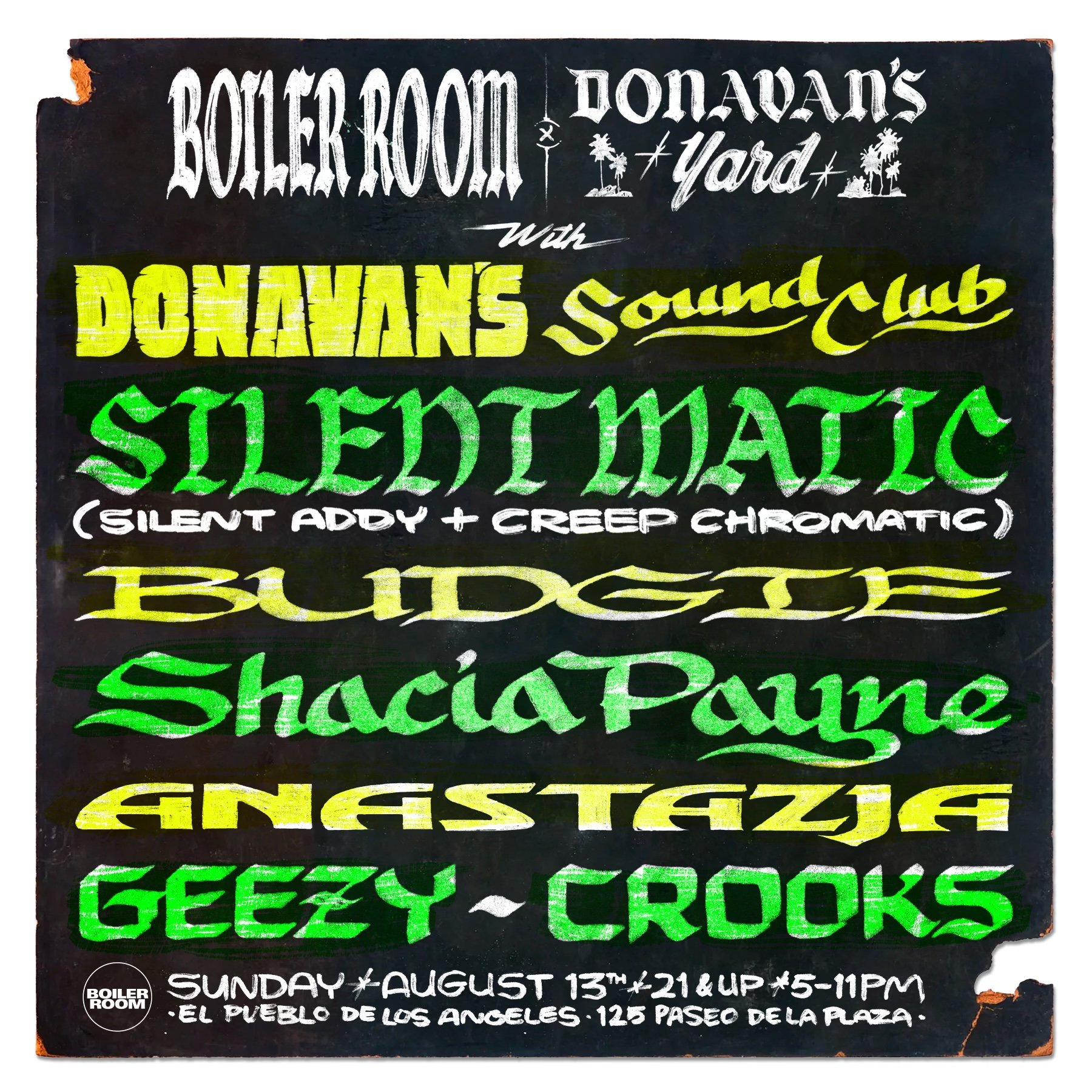 Flyer for event LA | Donavan's Yard.
