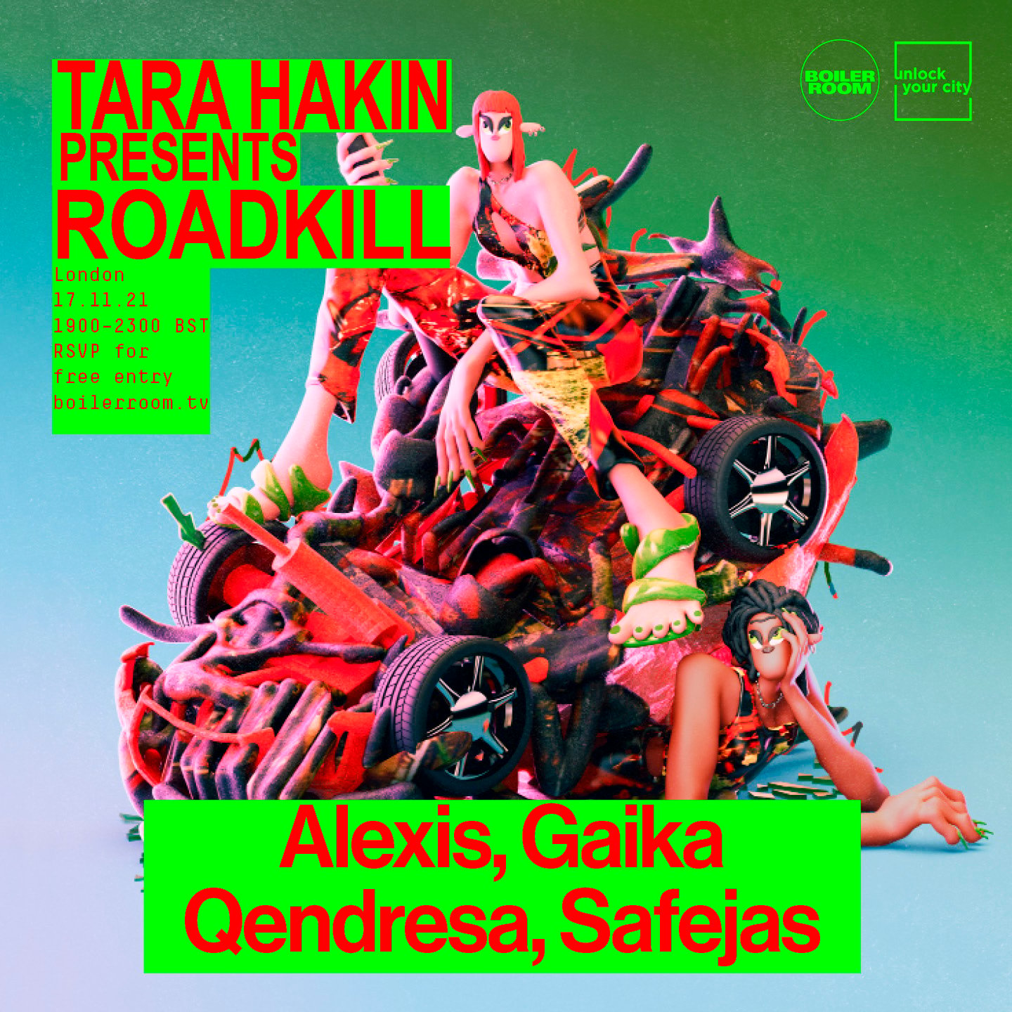 Flyer for event Tara Hakin pres. ROADKILL | BR x UYC: London.