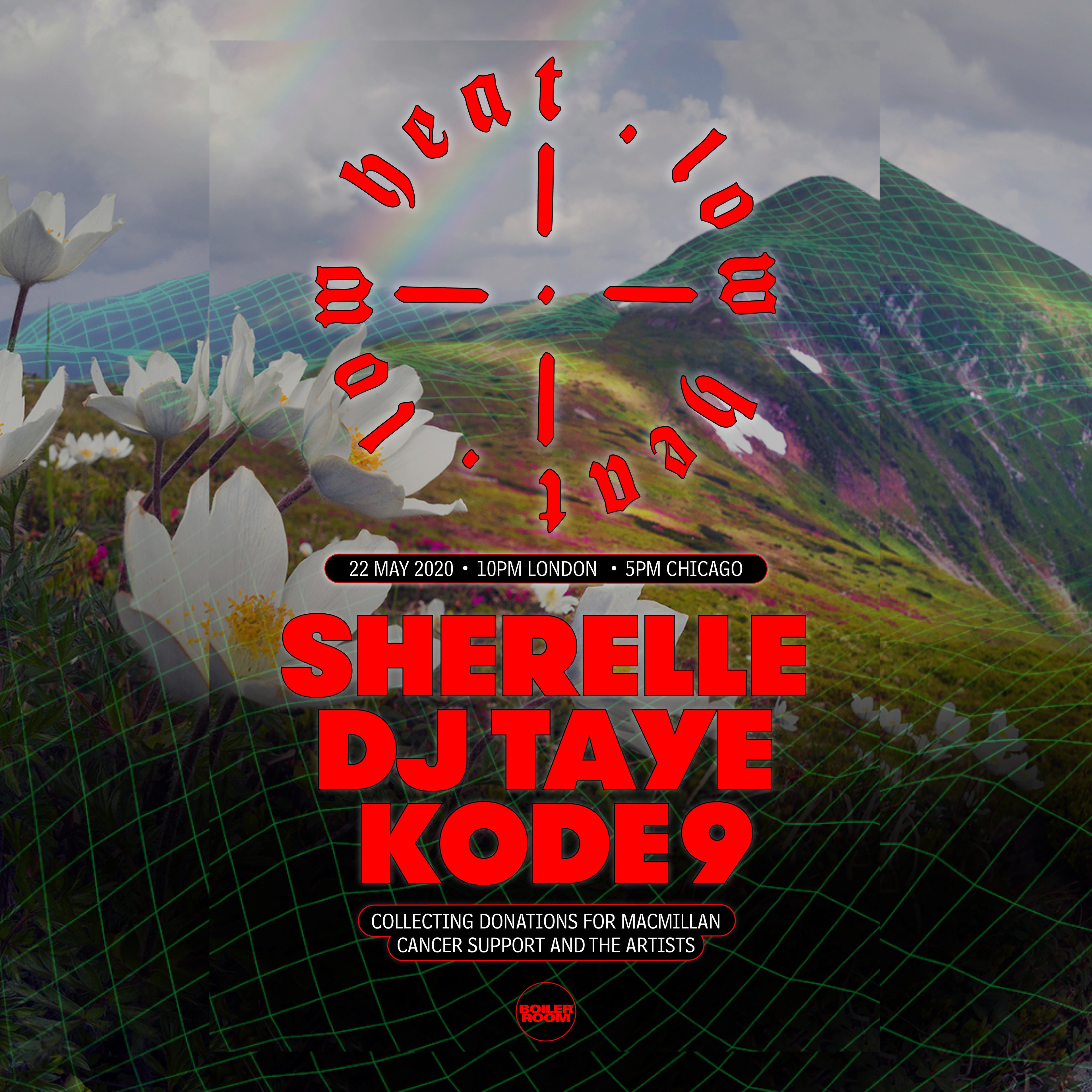 Flyer for event Low Heat: Sherelle, DJ Taye & Kode9.