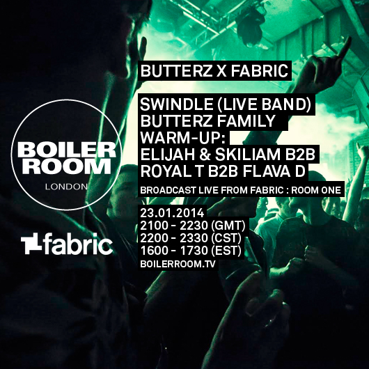 Boiler Room: Fabriclive x Butterz Takeover flyer