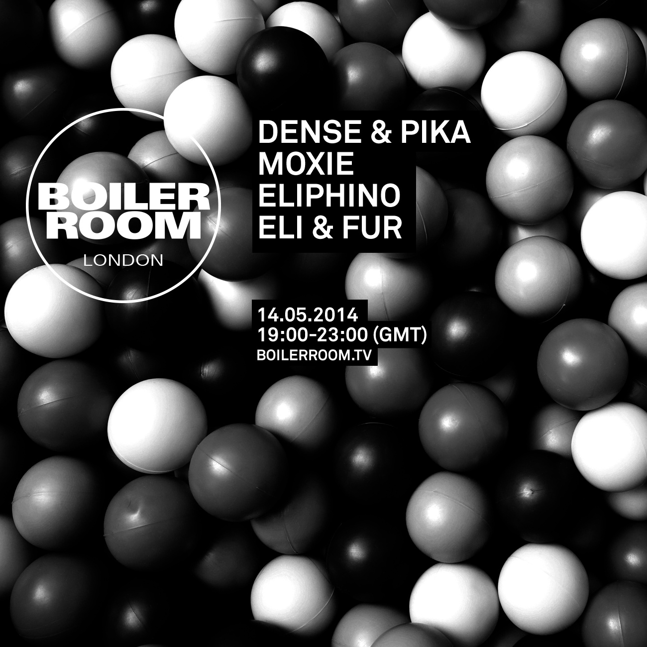 London: Dense & Pika, Moxie, Eliphino, Eli & Fur flyer
