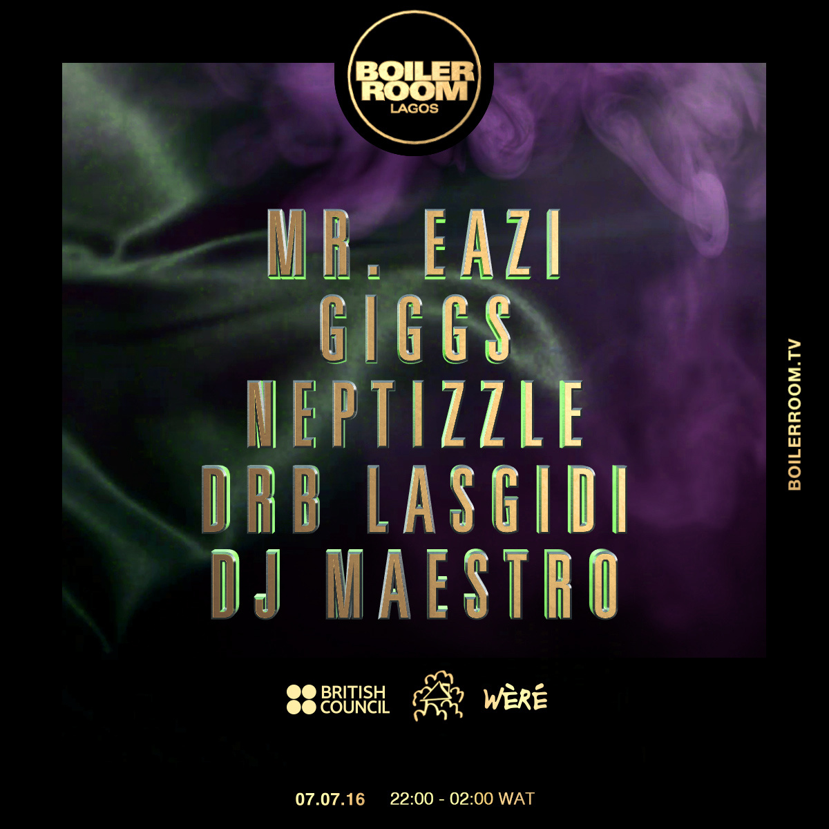Boiler Room x British Council Lagos: Giggs, Mr. Eazi, Neptizzle, DRB Lasgidi, DJ Maestro flyer