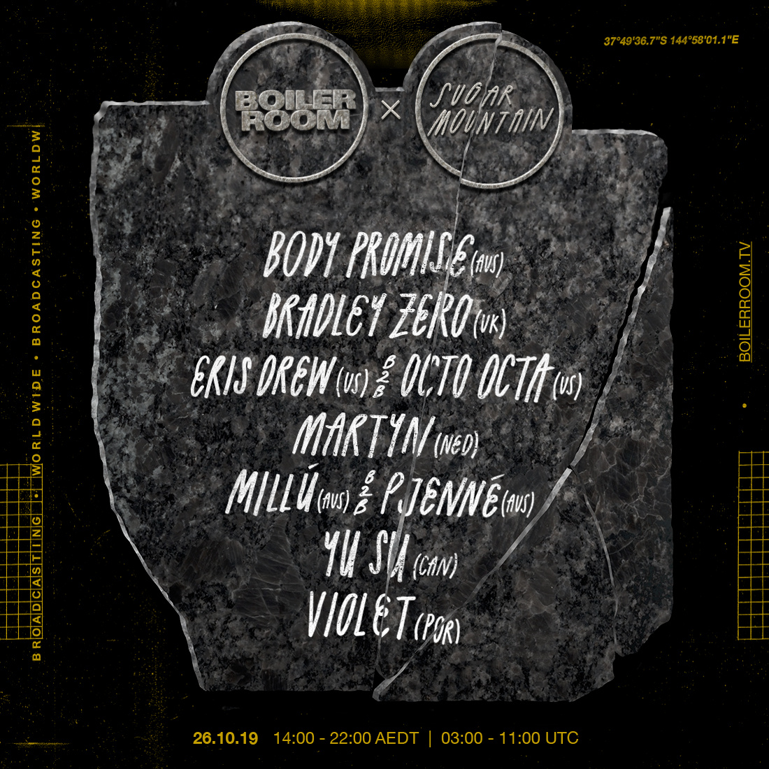 Boiler Room x Sugar Mountain flyer