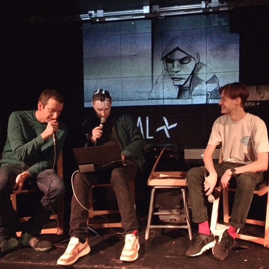 Photo of set Burial "Untrue." with Benji B & Blackdown.