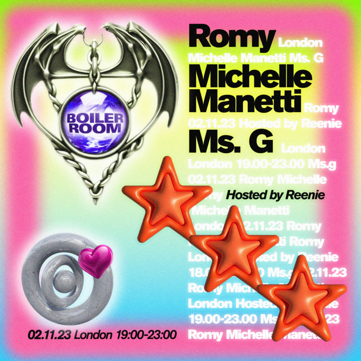 London | Romy, Michelle Manetti, Ms.G flyer