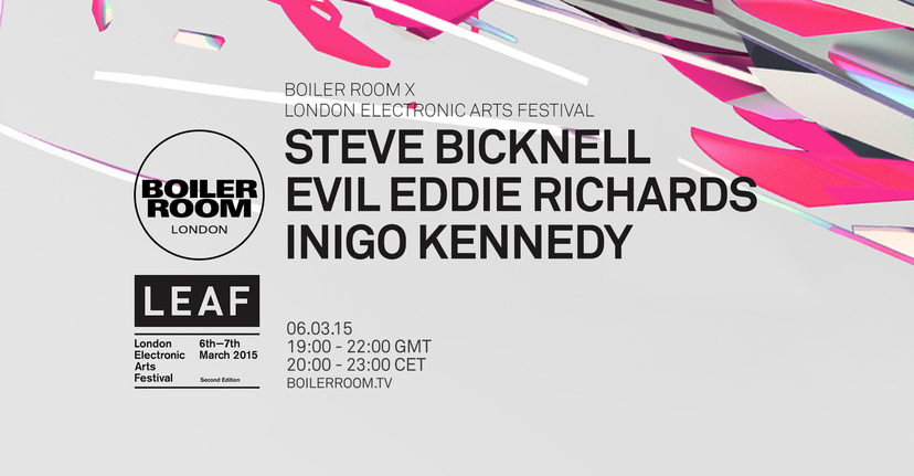 Flyer for event Boiler Room x LEAF.
