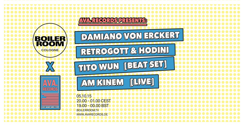 Flyer for event Boiler Room Cologne x Ava. Records.