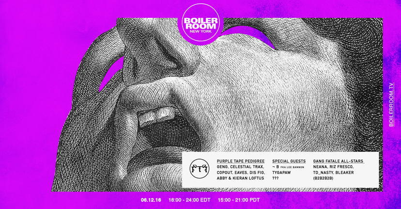 Flyer for event PTP with Lee Bannon & Gang Fatale All-Stars.