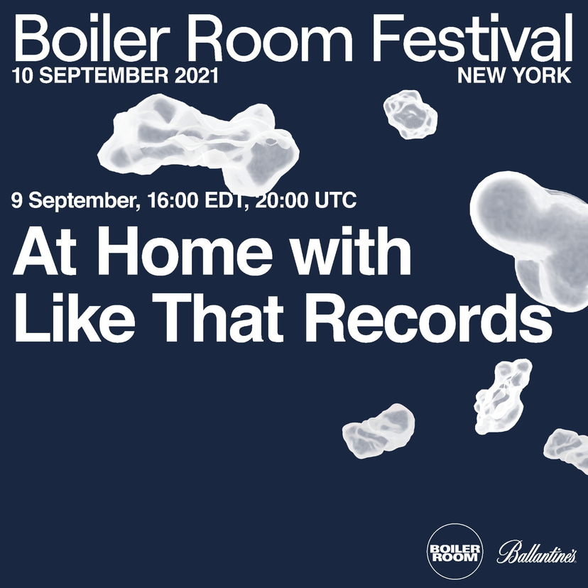 Flyer for event At home with Like That Records with Ballantine's.