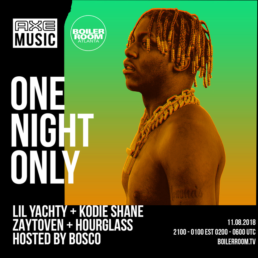 Flyer for event Boiler Room x AXE Music: One Night Only Atlanta.
