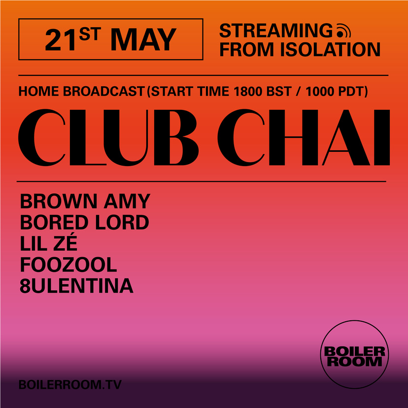 Flyer for event Streaming From Isolation with Club Chai.