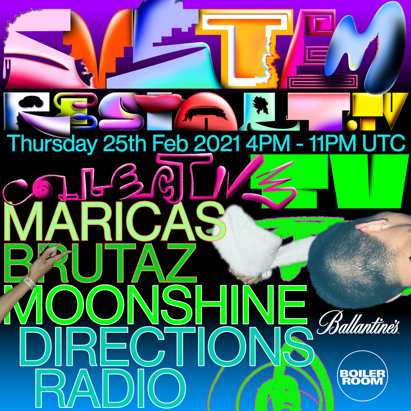 Flyer for event Collective TV: Moonshine, Maricas, Directions Radio, Brutaz.
